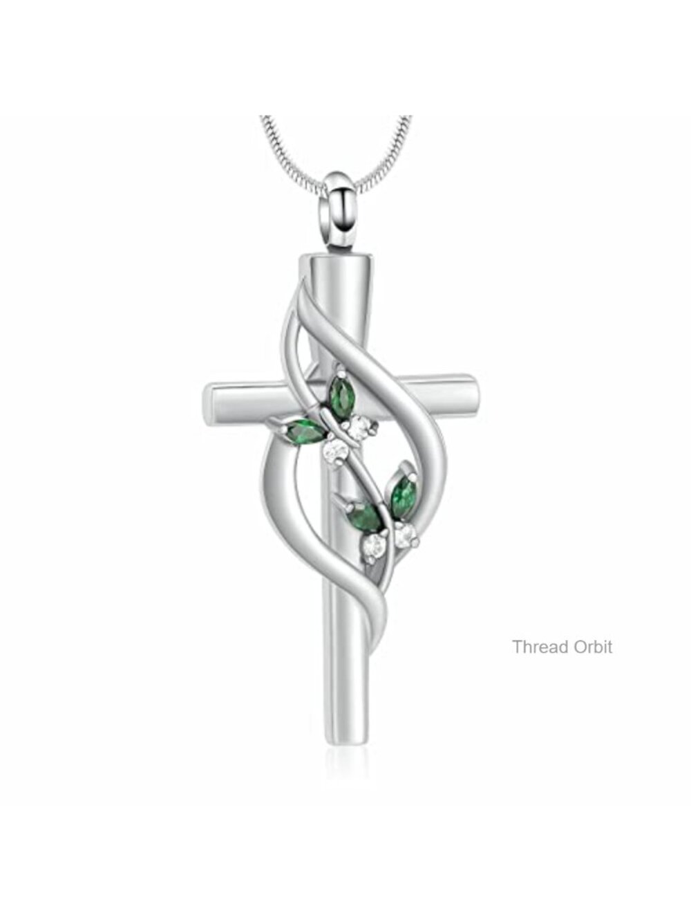 Crystal Butterfly Cross Memorial Pendant Urn Necklace for Ashes Stainless Steel